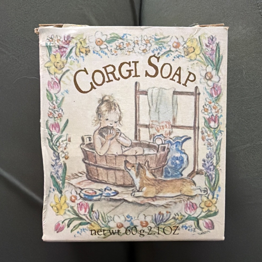 Vtg Crabtree & Evelyn‎ Corgi Soap Tasha Tudor illustrated Box 2.1 oz New in box